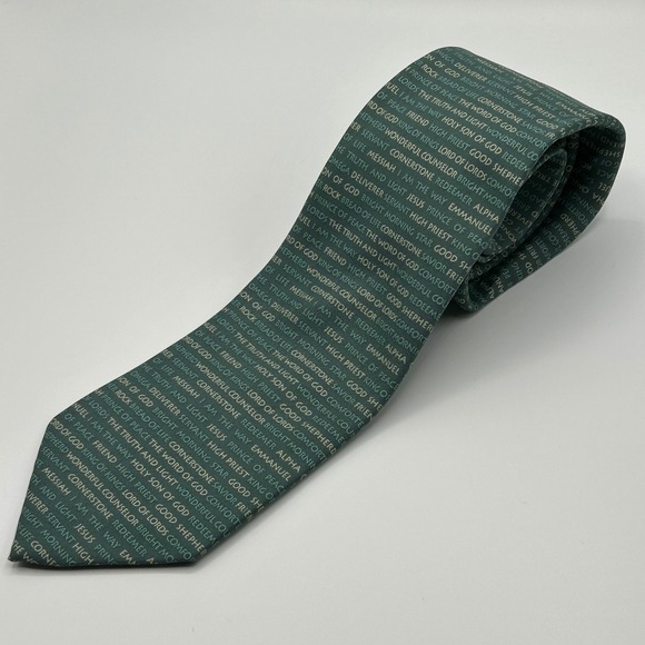 Man of God by Dicksons Necktie Green Christian‎ Religious Tie Mens Holy Shepherd - Picture 3 of 8